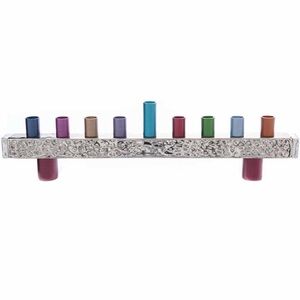 Yair Emanuel Anodized and Hammered Strip Menorah - Multicolor